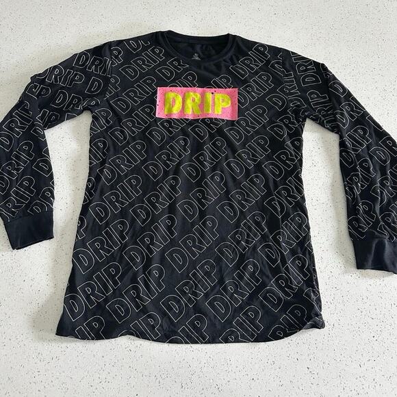 Bailey Apparel Launder Black Pink Drip All Over Long Sleeve Shirt Men’s Medium - Picture 1 of 6